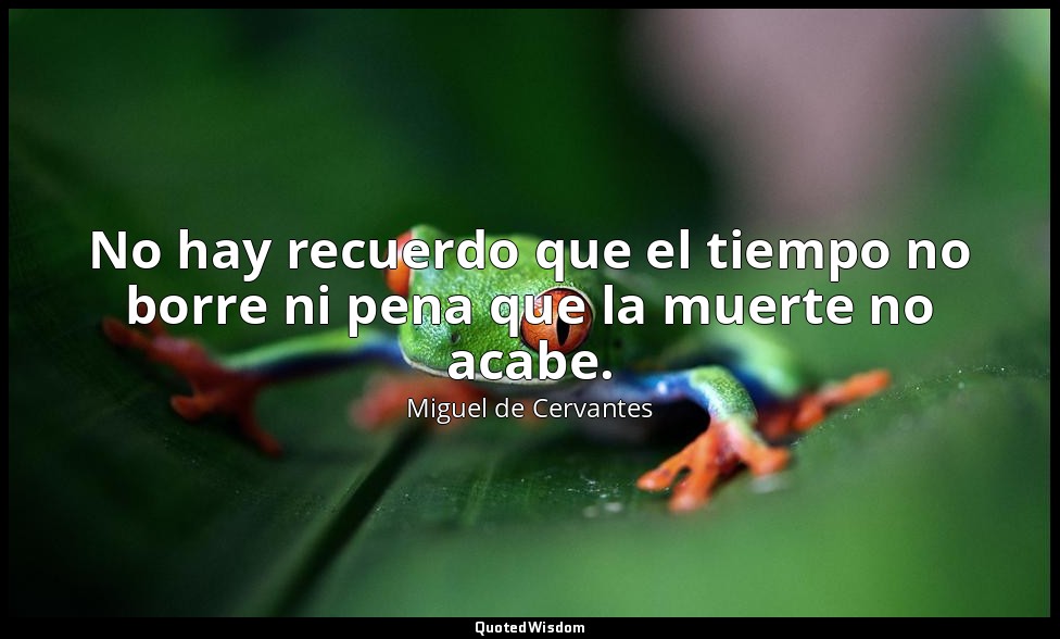 No hay recuerdo que el tiempo no borre ni pena que la muerte no acabe. — Miguel de Cervantes