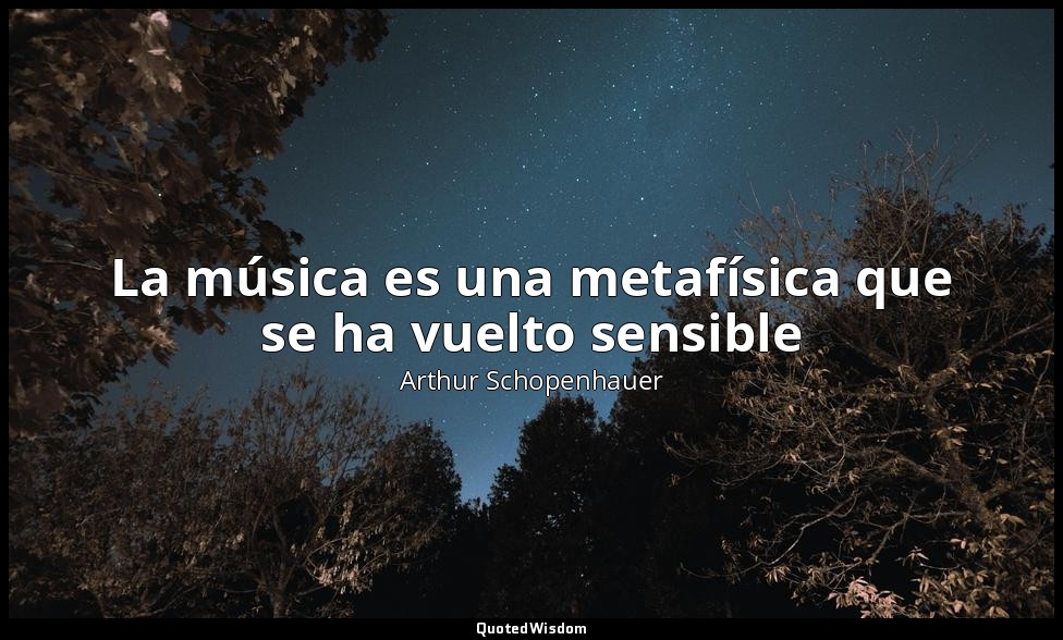 La música es una metafísica que se ha vuelto sensible — Arthur Schopenhauer