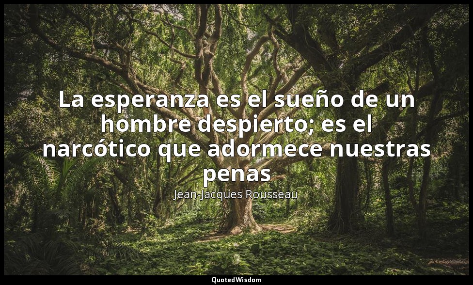 La esperanza es el sueño de un hombre despierto; es el narcótico que adormece nu — Jean-Jacques Rousseau