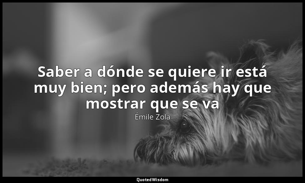Saber a dónde se quiere ir está muy bien; pero además hay que mostrar que se va — Émile Zola