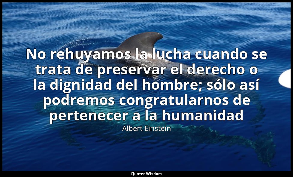 No rehuyamos la lucha cuando se trata de preservar el derecho o la dignidad del  — Albert Einstein