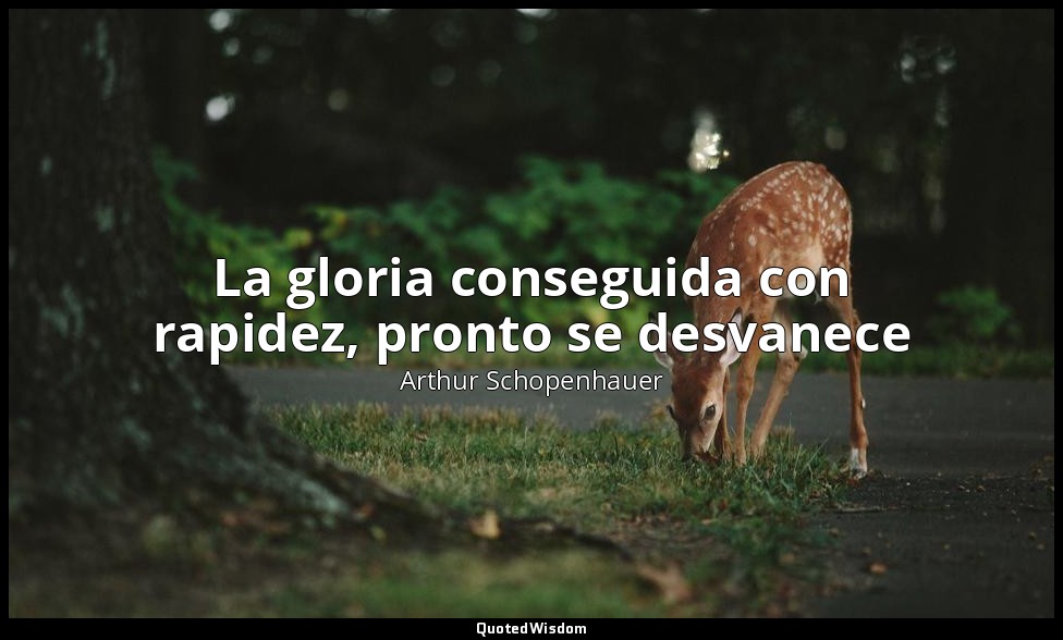 La gloria conseguida con rapidez, pronto se desvanece — Arthur Schopenhauer