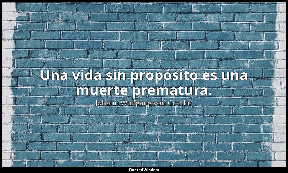 Una vida sin propósito es una muerte prematura. — Johann Wolfgang von Goethe