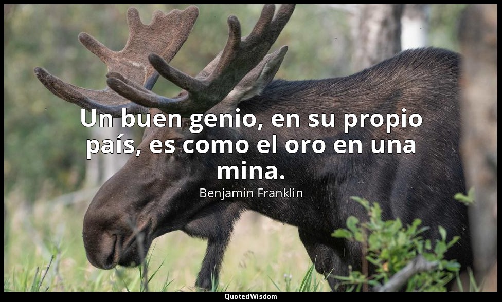 Un buen genio, en su propio país, es como el oro en una mina. — Benjamin Franklin