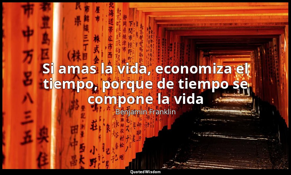 Si amas la vida, economiza el tiempo, porque de tiempo se compone la vida — Benjamin Franklin
