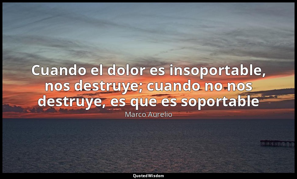 Cuando el dolor es insoportable, nos destruye; cuando no nos destruye, es que es — Marco Aurelio