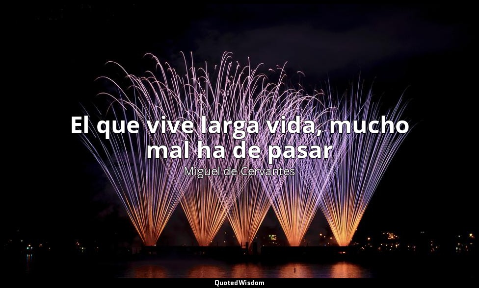 El que vive larga vida, mucho mal ha de pasar — Miguel de Cervantes