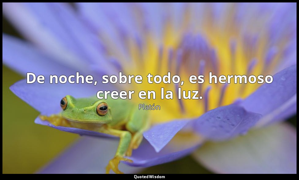 De noche, sobre todo, es hermoso creer en la luz. — Platón