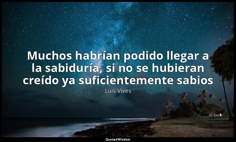 Muchos habrían podido llegar a la sabiduría, si no se hubieran creído ya suficie — Luis Vives