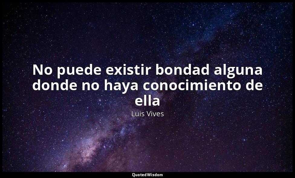 No puede existir bondad alguna donde no haya conocimiento de ella — Luis Vives