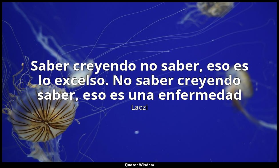 Saber creyendo no saber, eso es lo excelso. No saber creyendo saber, eso es una  — Laozi