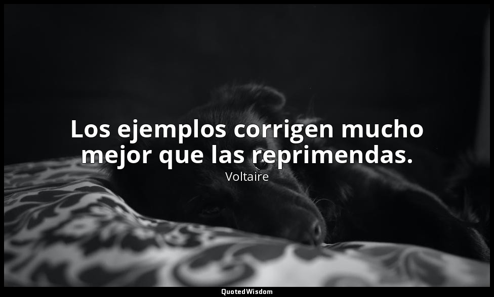 Los ejemplos corrigen mucho mejor que las reprimendas. — Voltaire