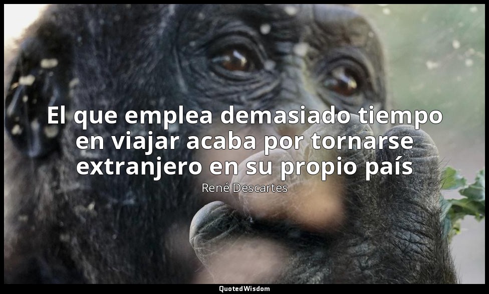 El que emplea demasiado tiempo en viajar acaba por tornarse extranjero en su pro — René Descartes