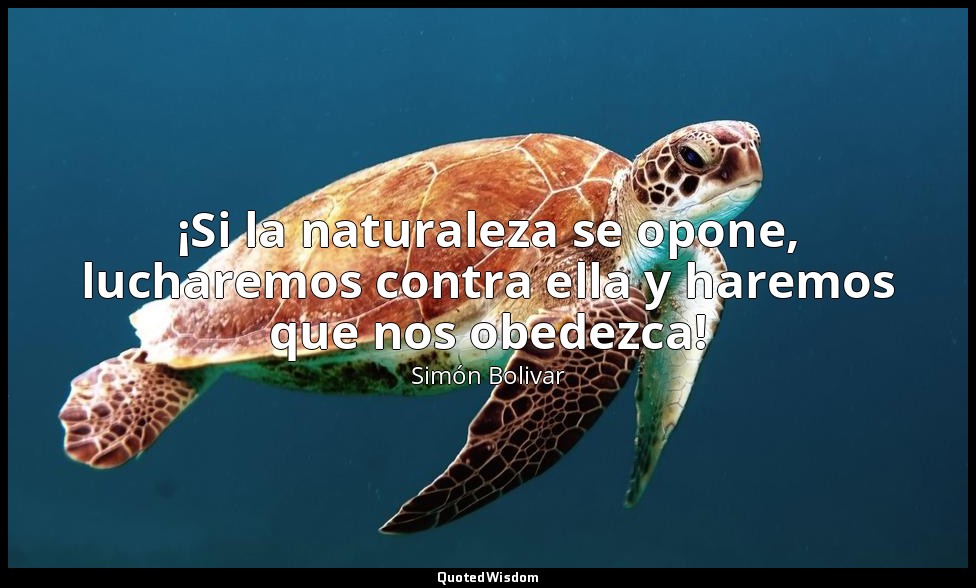 ¡Si la naturaleza se opone, lucharemos contra ella y haremos que nos obedezca! — Simón Bolivar