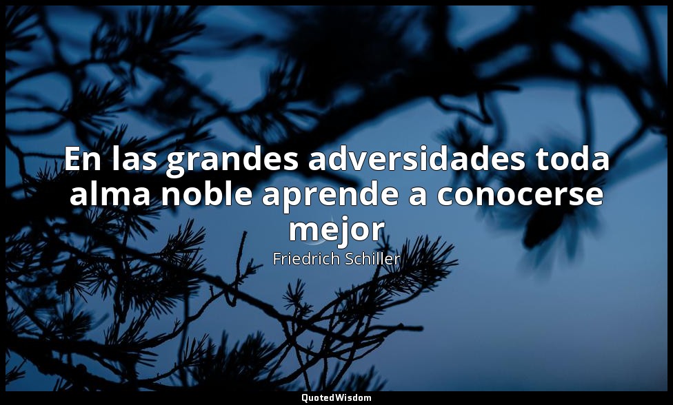 En las grandes adversidades toda alma noble aprende a conocerse mejor — Friedrich Schiller