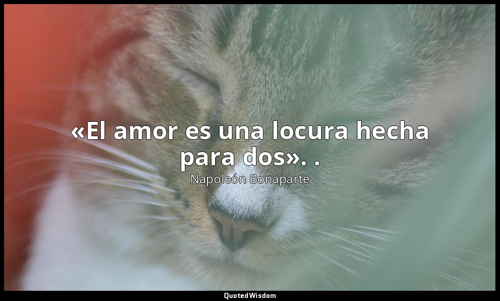 «El amor es una locura hecha para dos». . — Napoleón Bonaparte