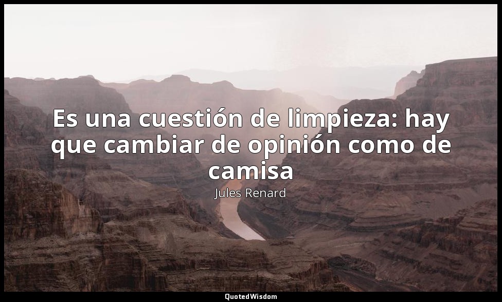 Es una cuestión de limpieza: hay que cambiar de opinión como de camisa — Jules Renard
