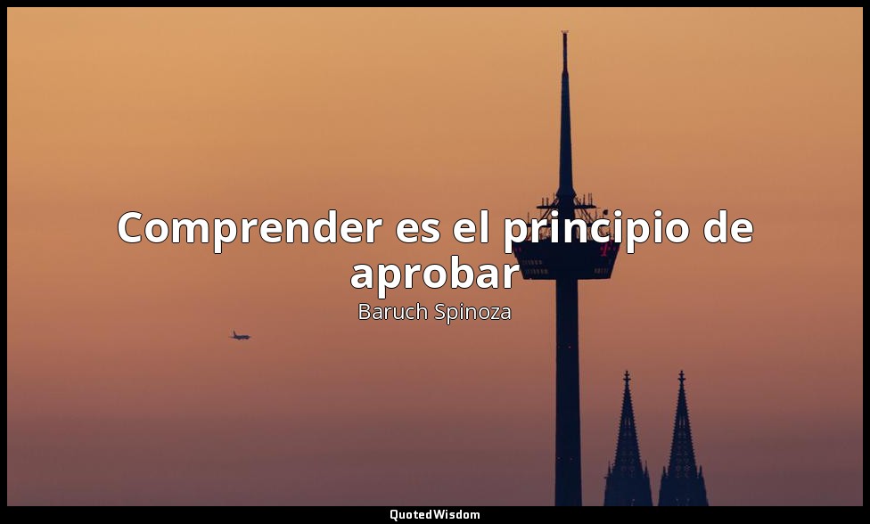 Comprender es el principio de aprobar — Baruch Spinoza