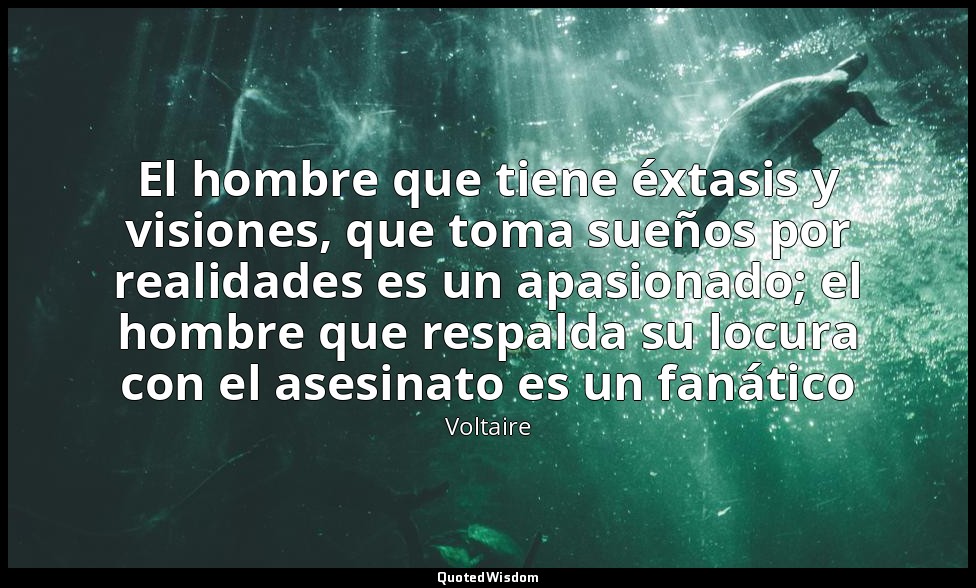 El hombre que tiene éxtasis y visiones, que toma sueños por realidades es un apa — Voltaire