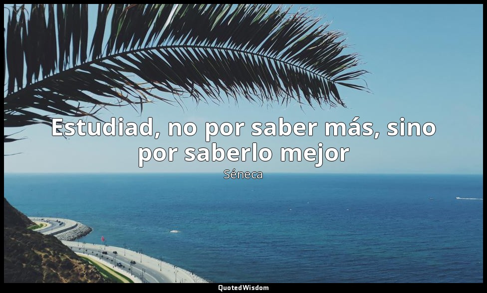 Estudiad, no por saber más, sino por saberlo mejor — Séneca