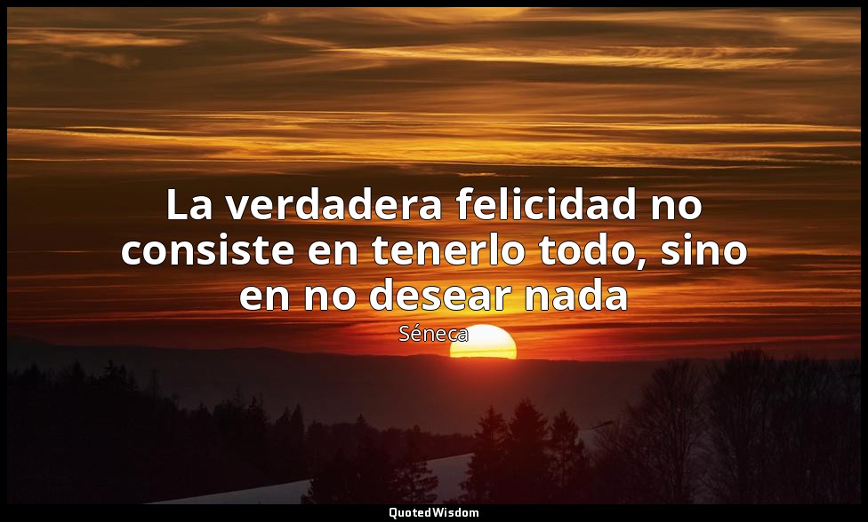 La verdadera felicidad no consiste en tenerlo todo, sino en no desear nada — Séneca