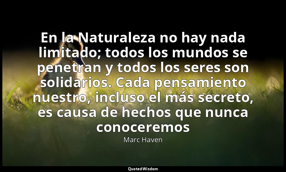 En la Naturaleza no hay nada limitado; todos los mundos se penetran y todos los  — Marc Haven