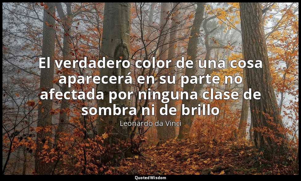 El verdadero color de una cosa aparecerá en su parte no afectada por ninguna cla — Leonardo da Vinci