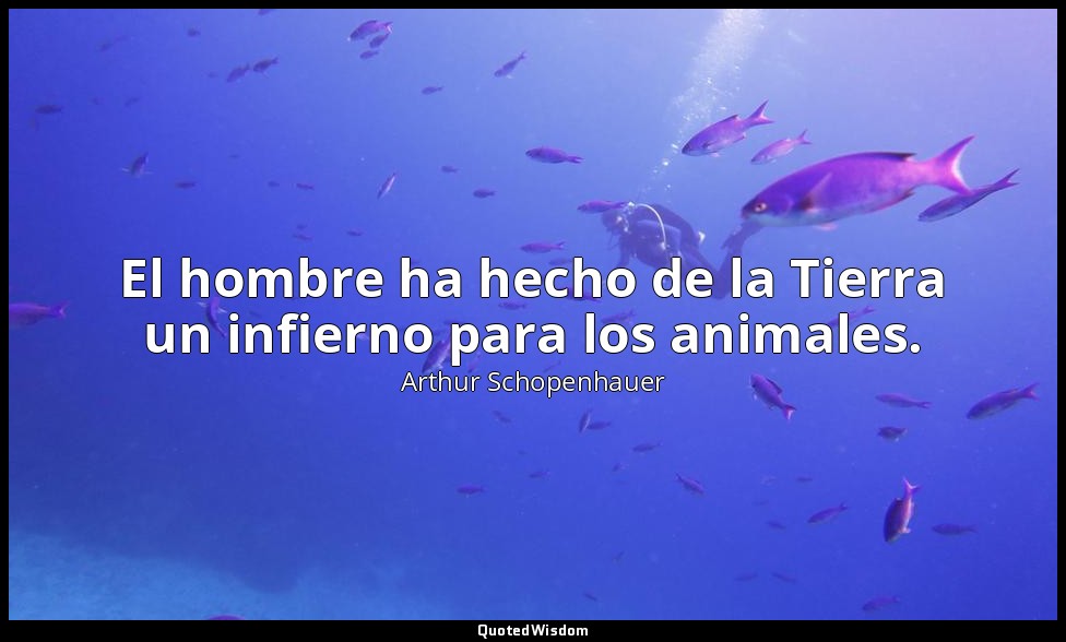 El hombre ha hecho de la Tierra un infierno para los animales. — Arthur Schopenhauer