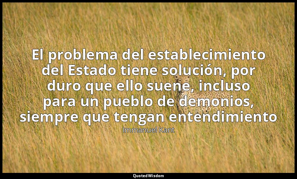 El problema del establecimiento del Estado tiene solución, por duro que ello sue — Immanuel Kant