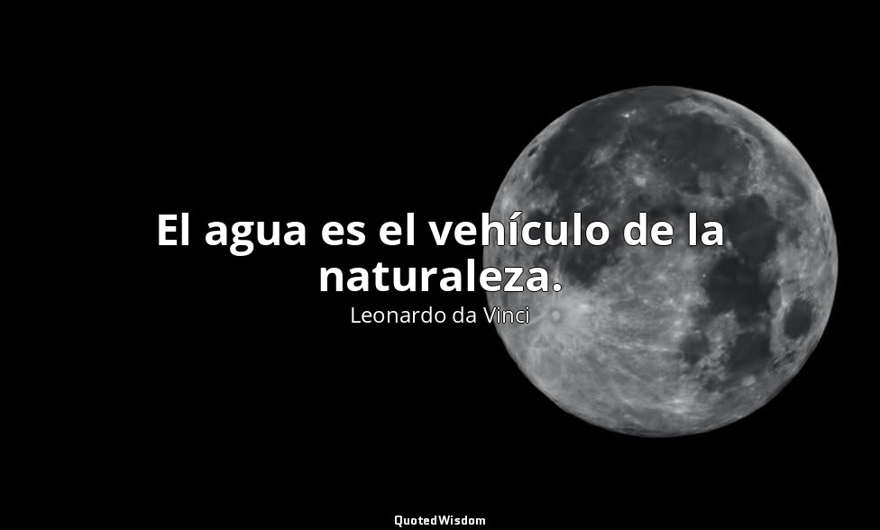El agua es el vehículo de la naturaleza. — Leonardo da Vinci