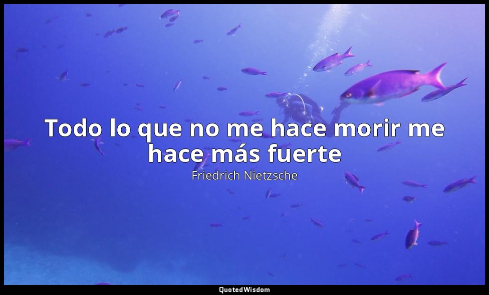 Todo lo que no me hace morir me hace más fuerte — Friedrich Nietzsche
