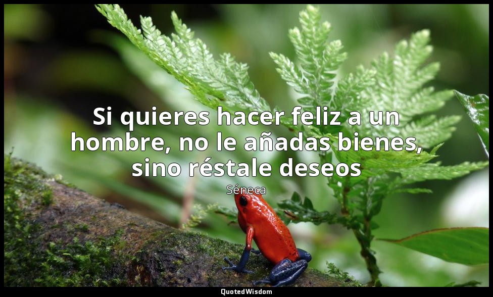 Si quieres hacer feliz a un hombre, no le añadas bienes, sino réstale deseos — Séneca