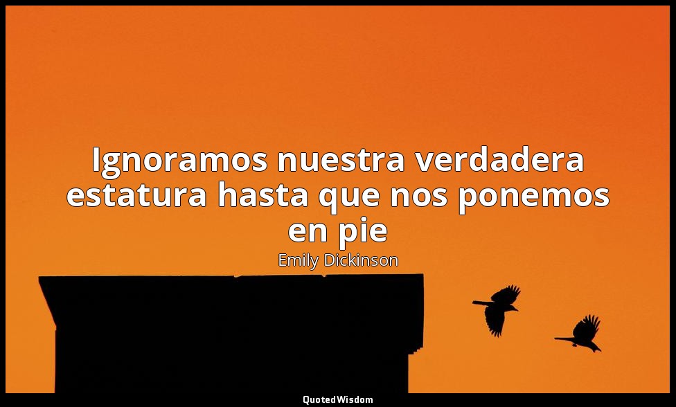 Ignoramos nuestra verdadera estatura hasta que nos ponemos en pie — Emily Dickinson