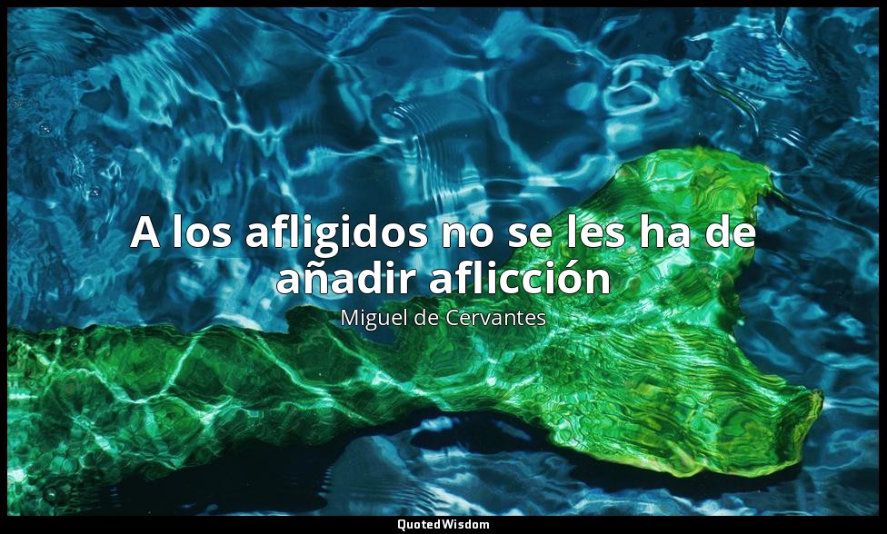 A los afligidos no se les ha de añadir aflicción — Miguel de Cervantes
