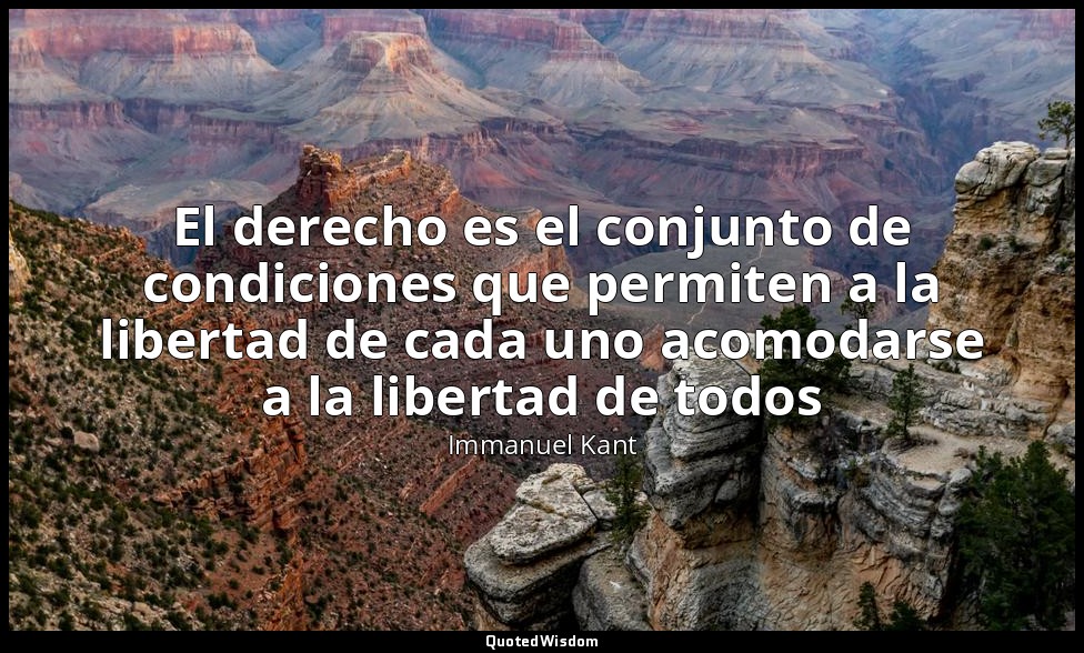 El derecho es el conjunto de condiciones que permiten a la libertad de cada uno  — Immanuel Kant