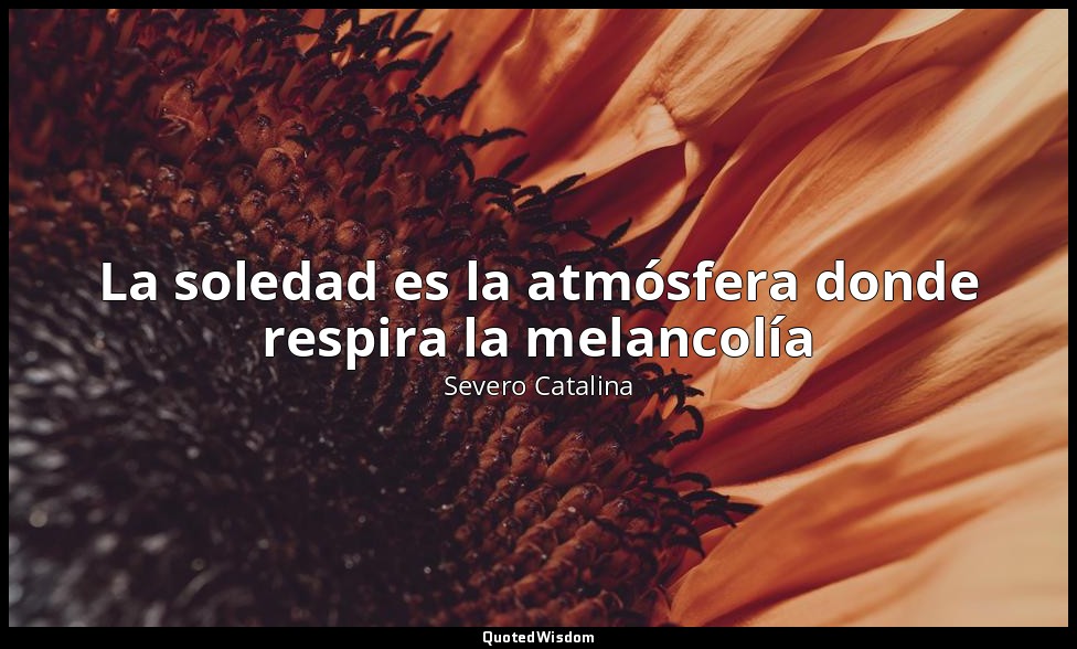 La soledad es la atmósfera donde respira la melancolía — Severo Catalina