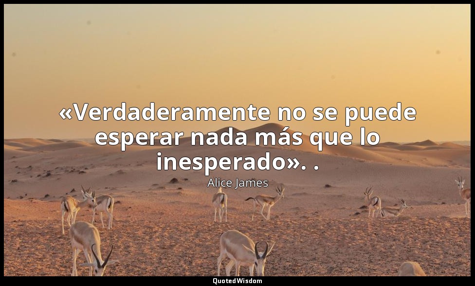 «Verdaderamente no se puede esperar nada más que lo inesperado». . — Alice James