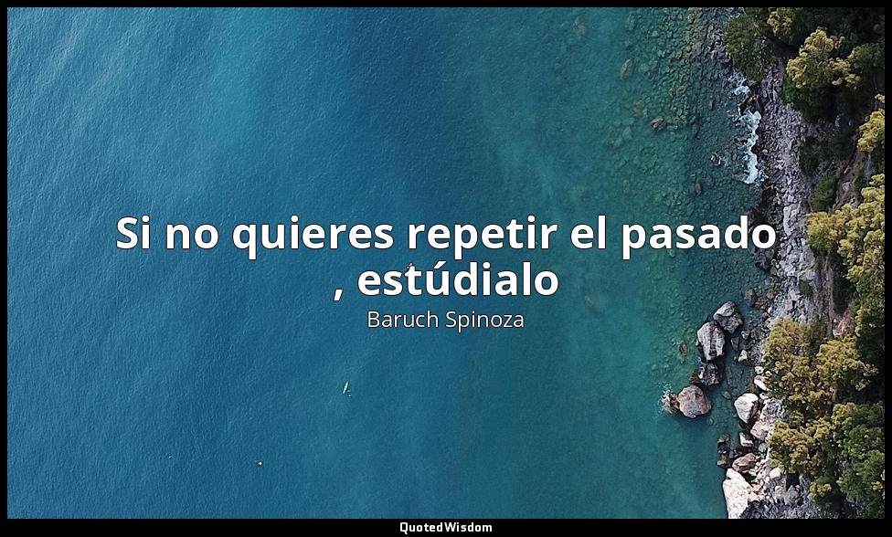 Si no quieres repetir el pasado , estúdialo — Baruch Spinoza