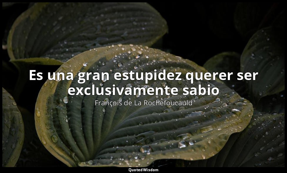 Es una gran estupidez querer ser exclusivamente sabio — François de La Rochefoucauld