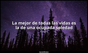 «La mejor de todas las vidas es la de una ocupada soledad». — Voltaire