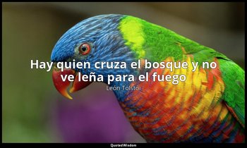«Hay quien cruza el bosque y no ve leña para el fuego». — León Tolstói
