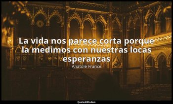 «La vida nos parece corta porque la medimos con nuestras locas esperanzas». — Anatole France