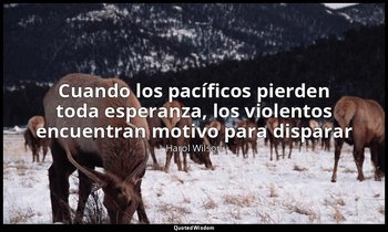 «Cuando los pacíficos pierden toda esperanza, los violentos encuentran motivo pa — Harol Wilson