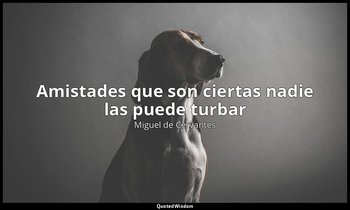 «Amistades que son ciertas nadie las puede turbar». — Miguel de Cervantes