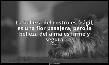 «La belleza del rostro es frágil, es una flor pasajera, pero la belleza del alma — Molière