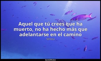 «Aquel que tú crees que ha muerto, no ha hecho más que adelantarse en el camino  — Séneca