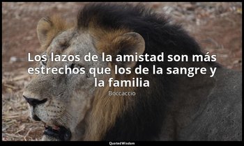 «Los lazos de la amistad son más estrechos que los de la sangre y la familia». — Boccaccio