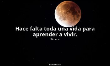 Hace falta toda una vida para aprender a vivir. — Séneca