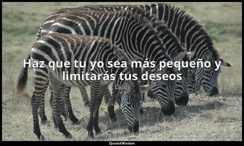 «Haz que tu yo sea más pequeño y limitarás tus deseos». — Laozi
