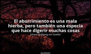 «El aburrimiento es una mala hierba, pero también una especia que hace digerir m — Johann Wolfgang von Goethe